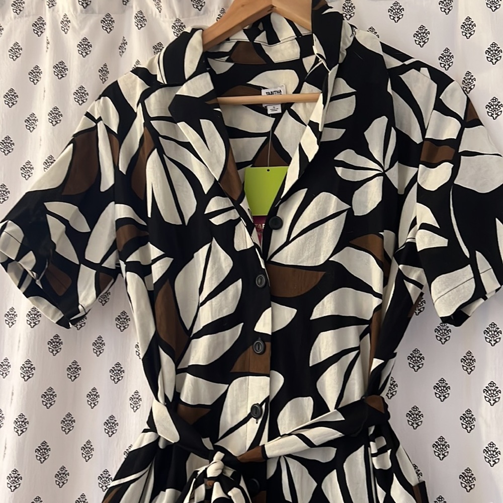 NWT Tabitha Brown For Target Botanical Print Tie Front Jumpsuit Size Small